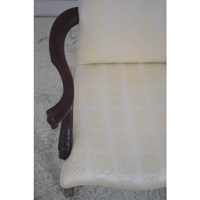 Pair of Henkel Harris Mahogany Upholstered High Back Host Armchairs For Sale In Philadelphia - Image 6 of 18