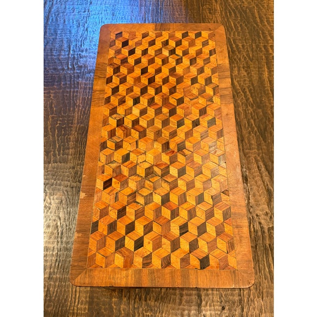 19th Century Victorian Tumbling Block Parquetry Low Occasional Table For Sale - Image 9 of 16