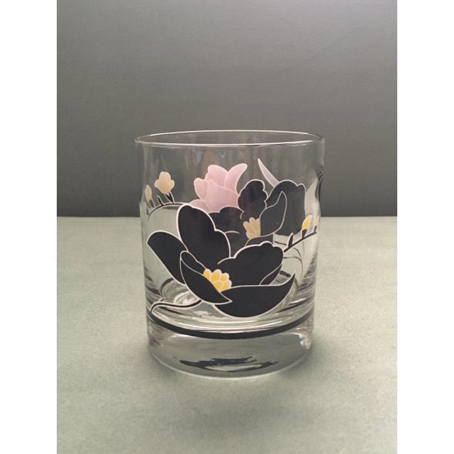 Vintage French Black & Pink Floral Cocktail Set - 7 Pieces For Sale - Image 4 of 13