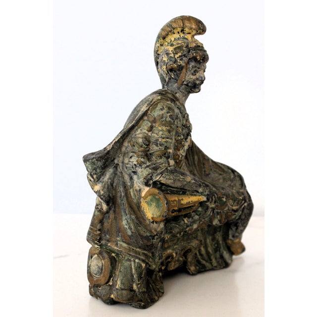 Salvaged from late 19th century a Victorian mantel clock figurine. This figurine has a hollow interior mimicking bronze or...