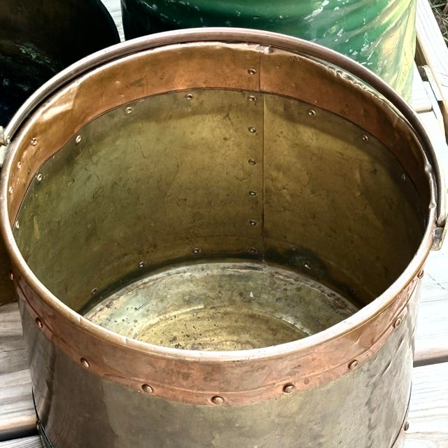 19th C. Hammered Brass & Copper Bucket For Sale In Columbus - Image 6 of 10
