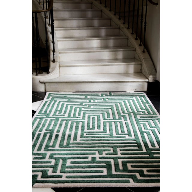 Anatolia Hand-Tufted Maze Rug, Boxwood Green, 8x10 For Sale - Image 4 of 5