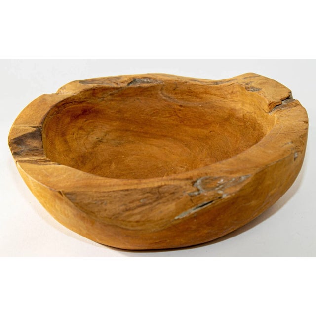 Vintage Organic Wood Root Bowl Natural Free Form Live Edge Sculptural Teak Bowl For Sale - Image 11 of 13
