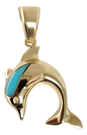 Turquoise Polished Dolphin Necklace 16"