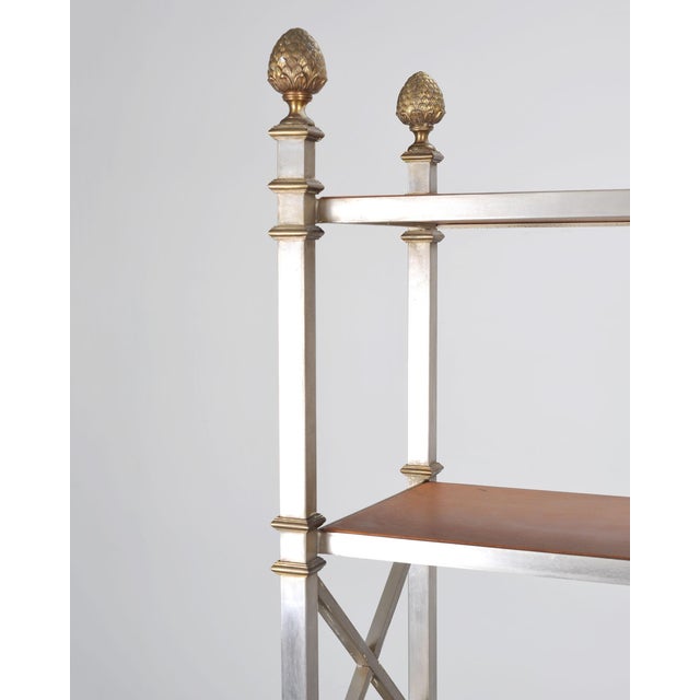 Maison Jansen Style Steel Bronze Neoclassical Bookcase Étagère For Sale - Image 18 of 18