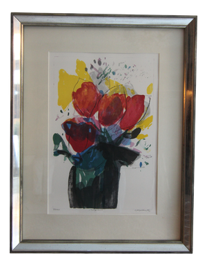 Oskar Koller, Tulips, Color Lithograph, 1992, Framed