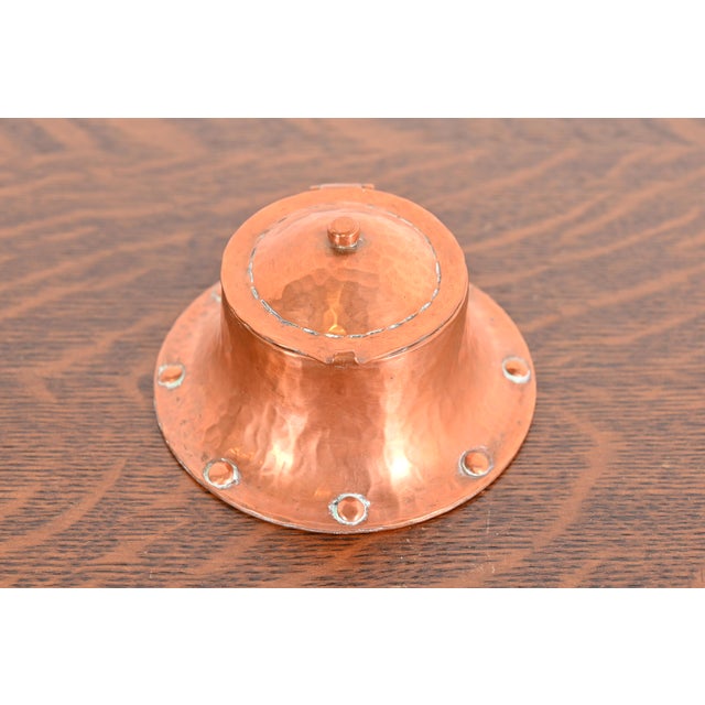 Roycroft Arts & Crafts Hammered Copper Inkwell For Sale - Image 12 of 12