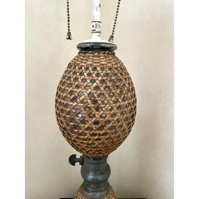 Wood French Briet Brevete Seltzer Bottle Cane Lamp For Sale - Image 7 of 7