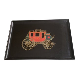 Vintage 1970s Wells Fargo Stagecoach Couroc Tray For Sale