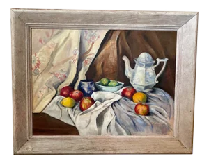 Mid 20th Century Fruit Still Life Painting, Framed