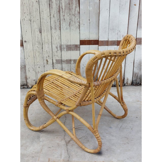 Wood Set of Vintage Armchair and Table in Rattan by Rohe Noordwolde, 1960s For Sale - Image 7 of 13