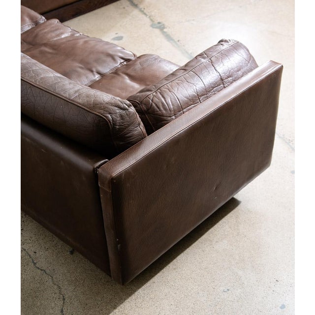 1960s Mid Century Danish Modern Sofa Sectional Attributed to Georg Brown Thams Brown Leather Couch L For Sale In Sacramento - Image 6 of 10