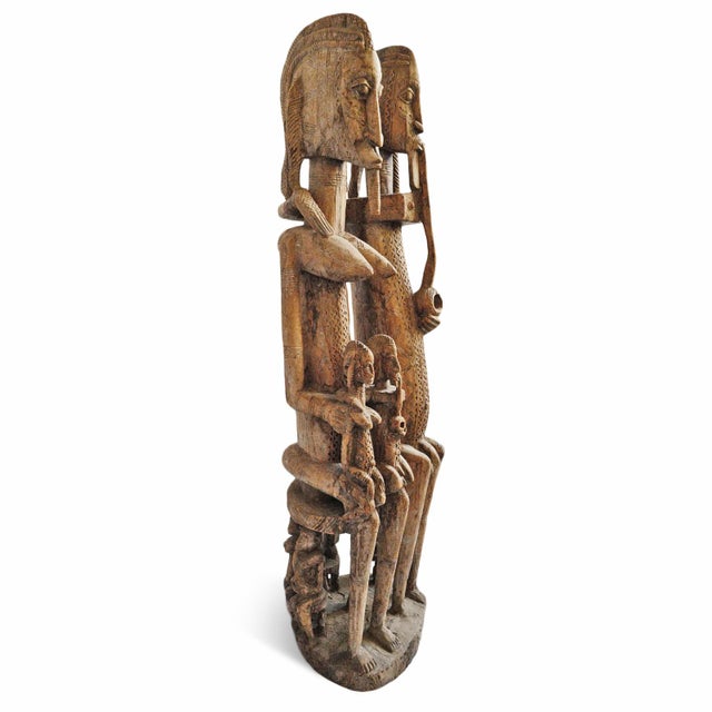 Tribal Antique Carved Dogon African Ancestor Couple Sculpture For Sale - Image 3 of 13
