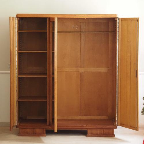 Vintage Art Deco Three-Door Wardrobe with Mirrored Door, 1930s For Sale - Image 14 of 18