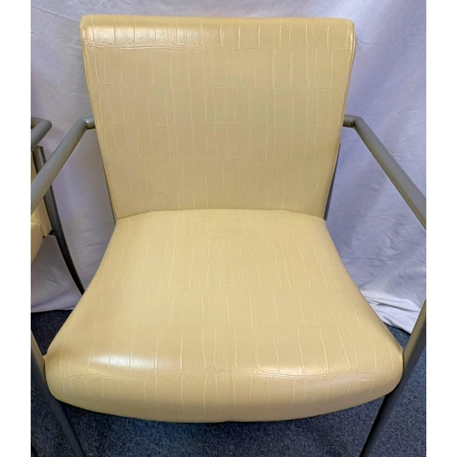 Metal Hickory Business Furniture Faux Croc and Metal Office Chairs - A Pair For Sale - Image 7 of 18