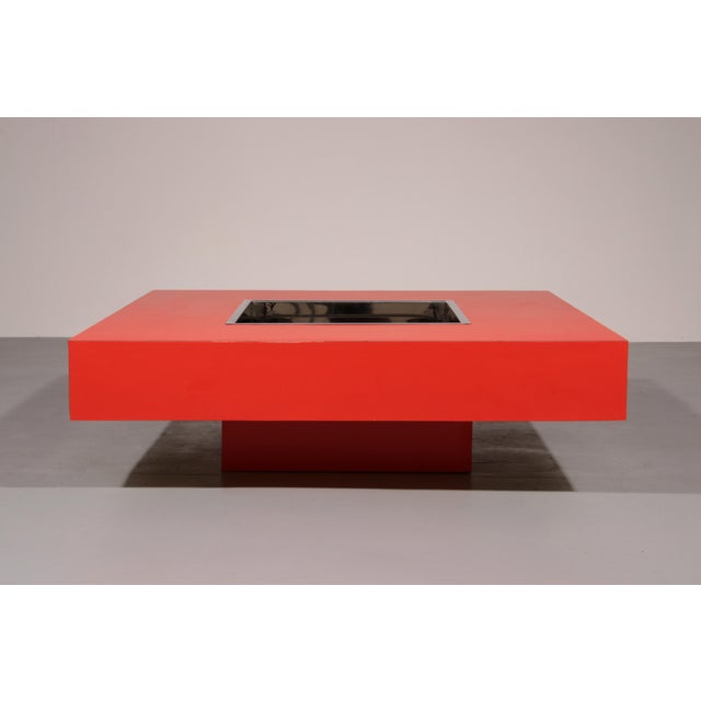 Large Square Coffee Table with Bar, 1970 For Sale - Image 3 of 11