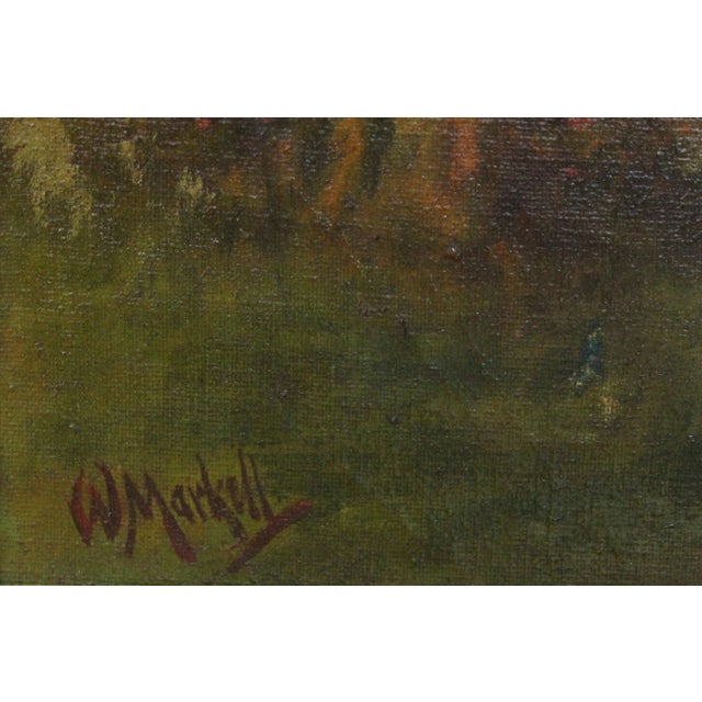W. Markell Fall Landscape with Pathway Oil Painting 1930's For Sale - Image 4 of 6
