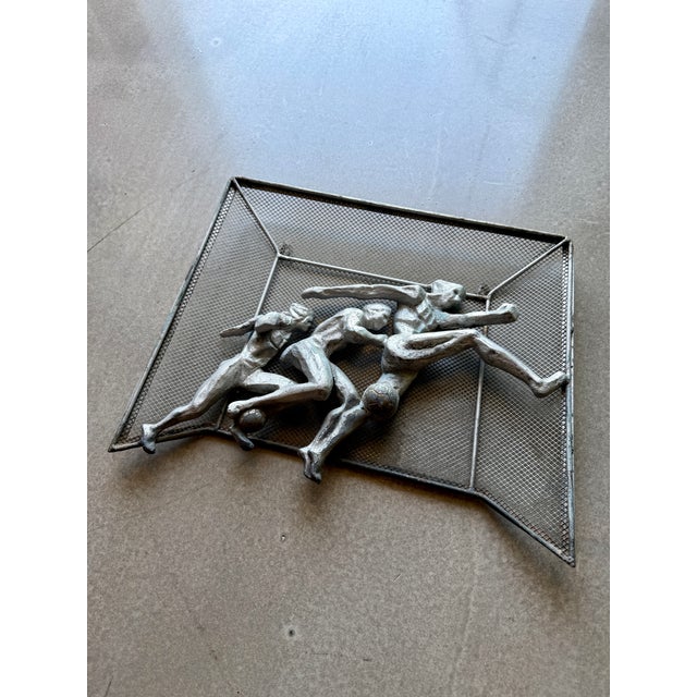 Vintage Brutalist Metal Soccer Wall Sculpture Weinberg Soviet Style Fifa For Sale - Image 9 of 15