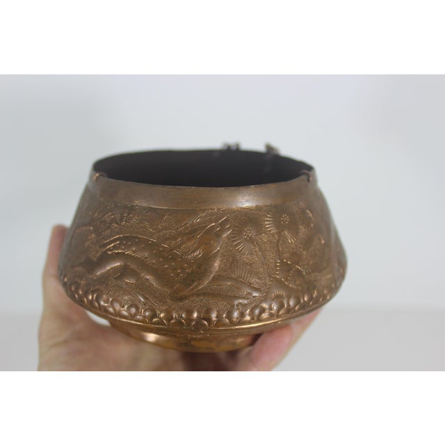 Early 20th Century Chased Copper Hanging Planter Bowl With Repoussé For Sale - Image 9 of 10