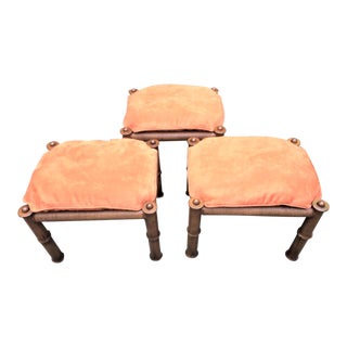 Hollywood Regency Footstools With Pillows - Set of 3 For Sale