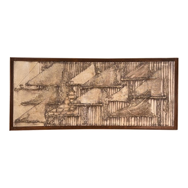 Vintage Mid-Century Abstract Mixed Media Textural Wall Panel, c.1960s For Sale