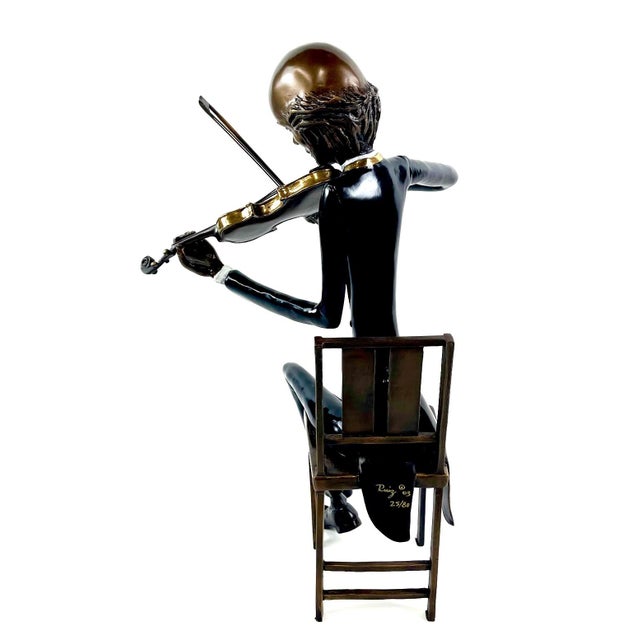2000 - 2009 Ruiz "First Violin" Limited Edition Polychrome Bronze Musician Sculpture (25/80) For Sale - Image 5 of 7
