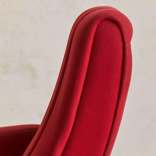Italian Red Channeled Armchair with Brass Legs, 1950s - 4 Available For Sale - Image 10 of 11