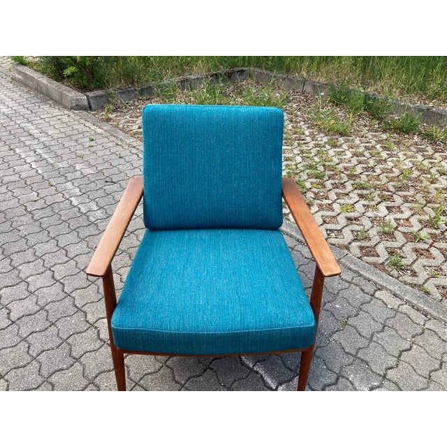 Mid-Century Petrol and Teak Easy Chair from Wilhelm Knoll Antimott, 1965 For Sale - Image 16 of 18