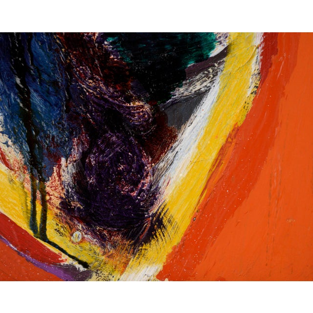 Textile Abstract Expressionist Composition on an Orange Field - Oil on Canvas by Peter Witwer For Sale - Image 7 of 8