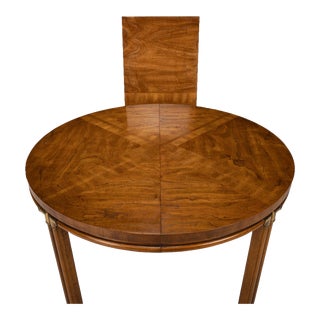 1982 Drexel Accolade Campaign Style Dining Table With Leaf for 6 For Sale