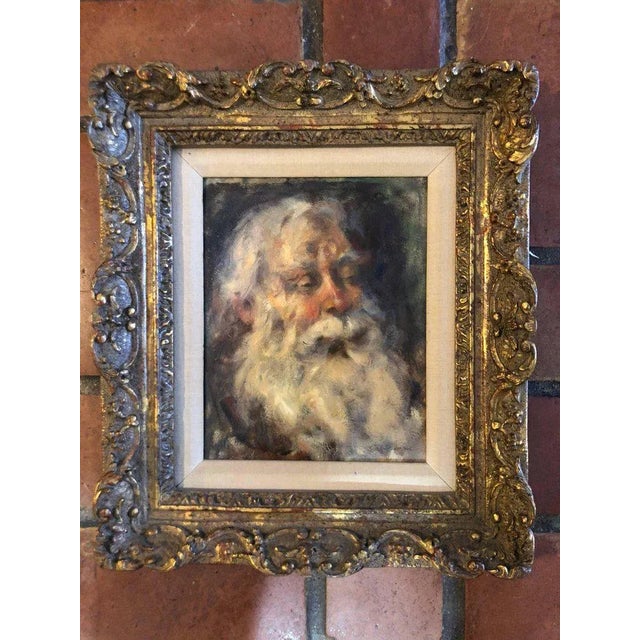 Oil on Board of Talmudic Scholar. Attributed to Cydney Grossman (1909-1982). He is known for his figures, portraits, and...