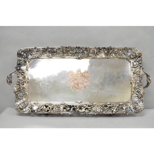 Late 19th Century French Renaissance Bacchanal Scene Silver Plated Bacchus Figural Platter Tray For Sale - Image 14 of 18