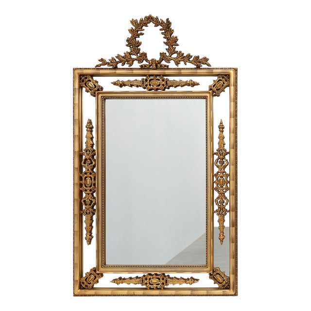 Louis XVI Style Gilt Mirror with Laurel Wreath Crest, Belgium, 1950s For Sale