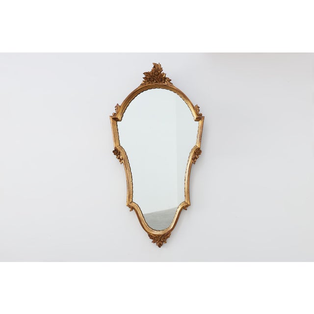 20th Century Louis XVI Giltwood Mirror with Ornate Crest, France, 1950s For Sale - Image 11 of 11