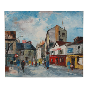 Parisian Street Scene ‘Place Du Tertre in Montmartre’ Oil on Canvas Painting