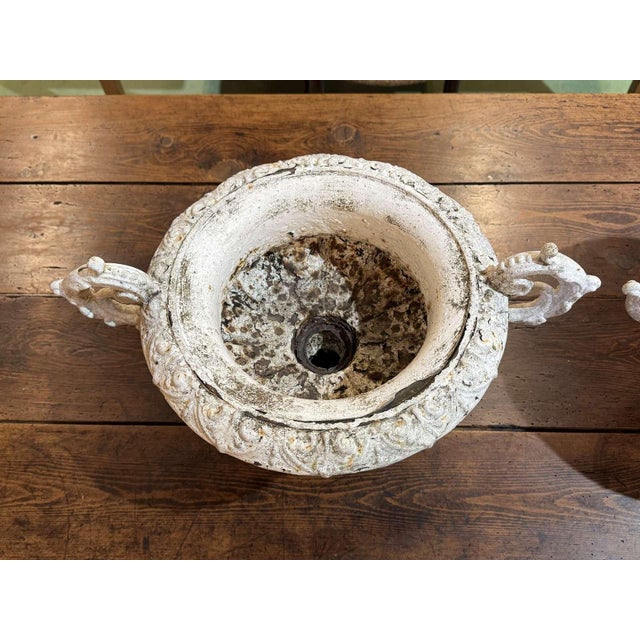 Metal 19th Century Cast Iron Medici Vases, Set of 2 For Sale - Image 7 of 15
