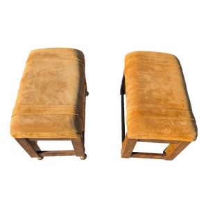 1970's Vintage Brutalist Boho Chic Minimalist Drexel Suede Stools-a Pair.