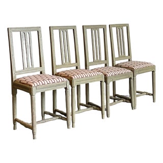 Vintage Rustic Patinated Dining Chairs - Set of 4 For Sale