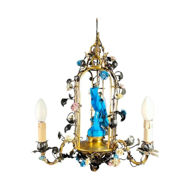 19th Century Ceiling Lamp in the Shape of Cage, 1900s For Sale - Image 6 of 13