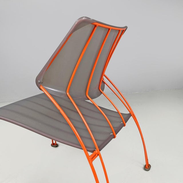 Swedish Postmodern Hasslo Armchair in Orange Metal by Monika