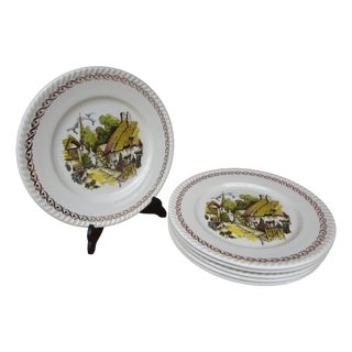 Flat Plates in Earthenware by Keller & Guérin for Lunéville, 1890s, Set of 6 For Sale