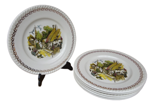 Flat Plates in Earthenware by Keller & Guérin for Lunéville, 1890s, Set of 6