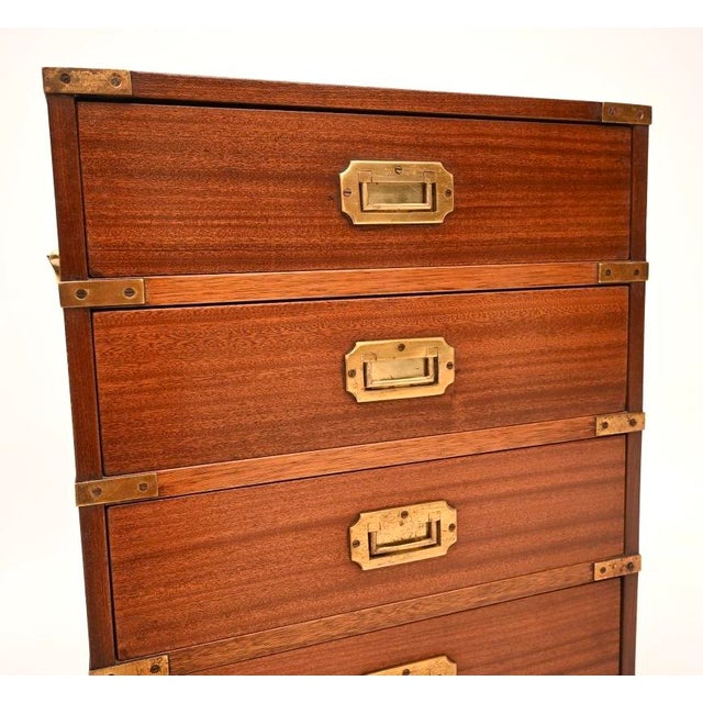 Antique Military Campaign Style Chest of Drawers, 1930 For Sale - Image 6 of 8
