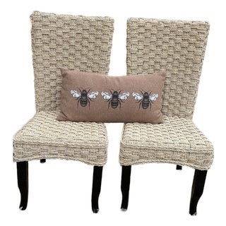 Pair of Handwoven Seagrass Dining Chairs | Organic Modern Coastal Style For Sale