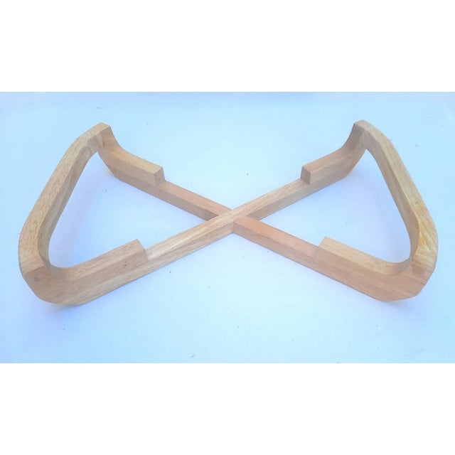 1970s 1970s Dolphin Beechwood Casserole Dish Table Rack For Sale - Image 5 of 10