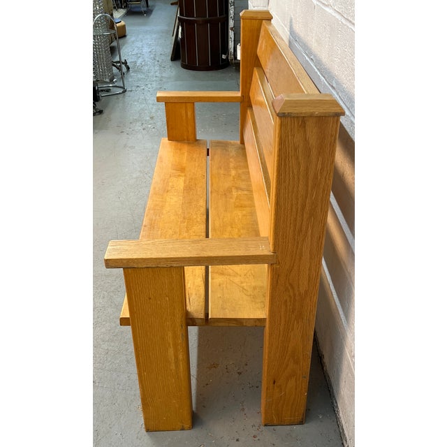 Pair of Mission-Style Solid Oak Slat Benches For Sale - Image 13 of 18