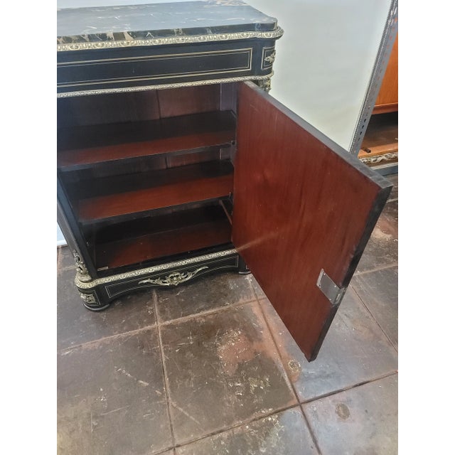 Wood Antique 19th Century French XIX Napoleon III "Boulle " Commode Console Liquor Bar Ebonized For Sale - Image 7 of 12