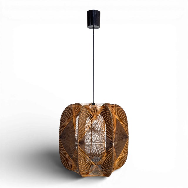 Scandinavian Woven Pendant Light, 1980s For Sale - Image 6 of 6