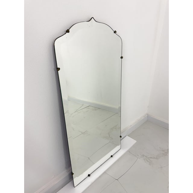 1940s Art Deco Italian Beveled Wall Mirror with Brass Accessories, 1940s For Sale - Image 5 of 12