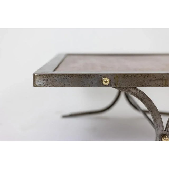 Industrial Style Coffee Table in Silver & Leather, 1970s For Sale - Image 6 of 18